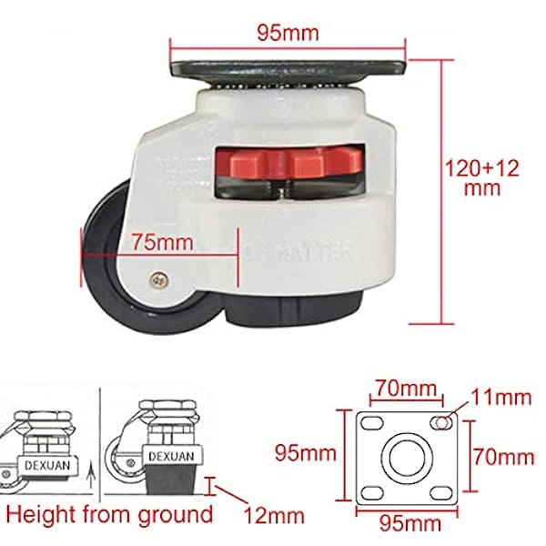 Ruedas Giratorias Giratorias 4 Piezas Rueda de Nivelación de Máquina de Servicio Pesado Banco de Trabajo Retráctil Rodillos de Transporte Ruedas de Maestro Montadas En Placa Industrial Carga 1000 Kg