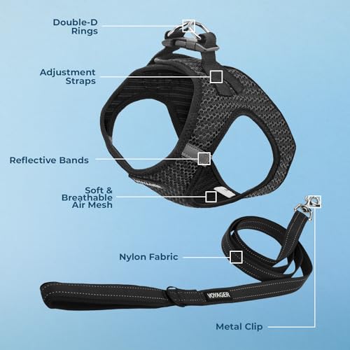 Image of Voyager Step-in Air All Weather Mesh Harness and Reflective Dog 5 ft Leash Combo with Neoprene Handle, for Small, Medium and Large Breed Puppies by Best Pet Supplies - Gray (2-Tone), XS