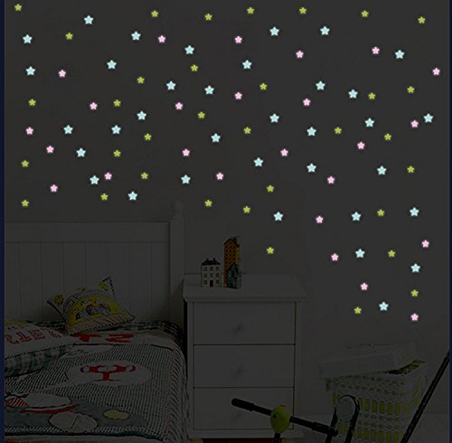 200PCS Glow in the Dark Wall Stickers Stars Decals for Home Ceiling Wall Decorate Baby Kids Gift Best Gifts Nursery Room By LW Funny Toys
