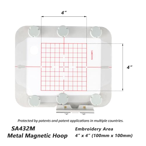 Image of Sew Tech Embroidery Hoops for Brother SE600 SE400 SE625 SE425 PE550D PE540D PE535 PE525 PE500 Innovis Babylock Brother Embroidery Machine Hoop (4 inchx4- SA432M-MS)