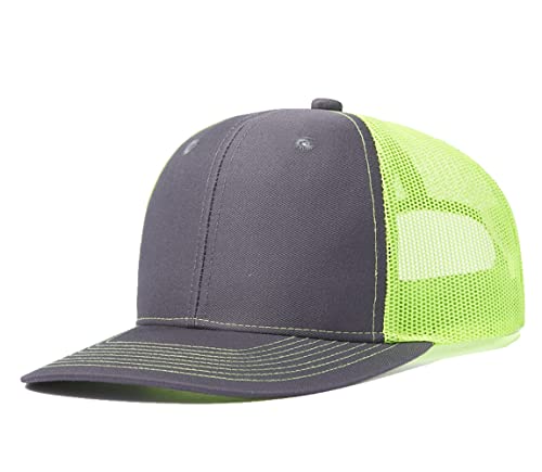 Quanhaigou Trucker Hat - Mesh Snap Back - Unisex Adjustable Baseball Cap - Outdoor Hats for Men Women, Grey Yellow