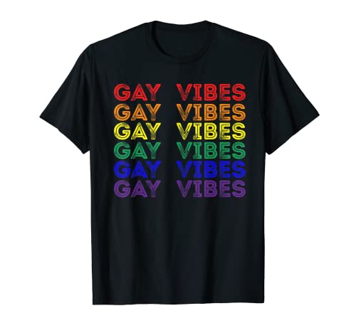 Gay Vibes Pride Rainbow Retro Summer LGBTQ Igualdad Camiseta Camiseta