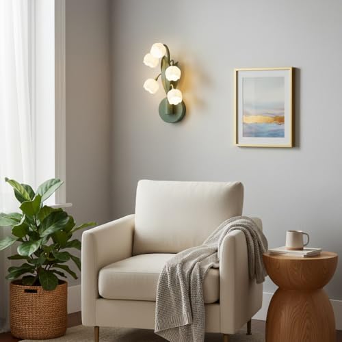 Aplique de pared Lily Of The Valley de hierro verde con led G4 moderno 8