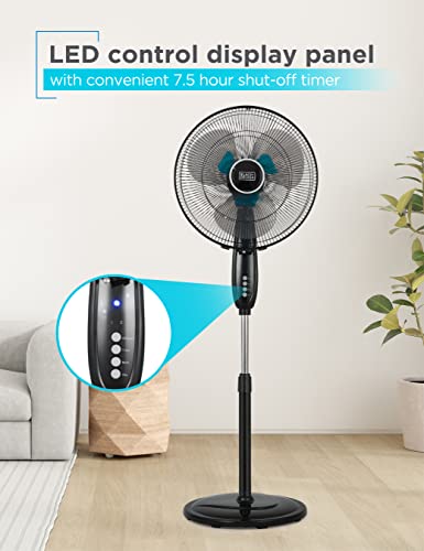 Black+Decker Bfsd116B 16" Oscillating Dual-Blade Stand Fan With Remote, Adjustable Height, Black #TOP5