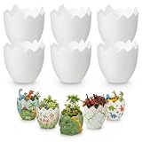 Ferrochef 6 Pcs Dinosaurs Party Centerpieces Dinosaur Vase for DIY Dinosaur Egg Decoration Dino Egg Shell Planter Pot Dino Treat Boxes for Birthday Party Gifts Snack Trays