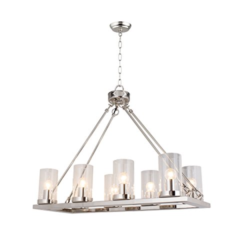 Aa Warehousing Lz10-8N 8 Light Candle Style Clear Glass Shade, Nickel Finish Chandelier #TOP9