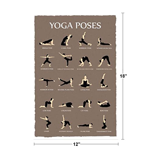 Image of Yoga Poses Poster Position Reference Studio How To Instruction Gray Cool Wall Art Print Poster 12x18
