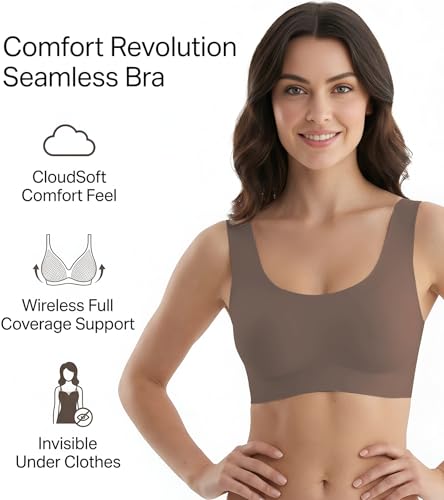 Image of DClub Comfort Revolution Seamless Bra Easy lite Full-Coverage Wireless Everyday Bra with CloudSoft Comfort with Removable Pad.