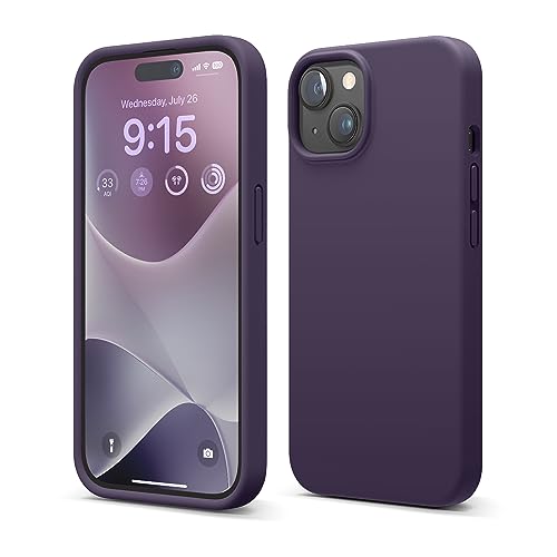 elago Liquid Silicone Case Compatible with iPhone 15 Case, Premium Silicone, Full Body Protective Cover [4 Layer Shockproof Structure], Anti-Scratch Soft Microfiber Lining (Deep Purple)