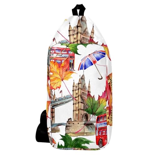Mochila bandolera multicolor London Red Bus para hombre y mujer ligera