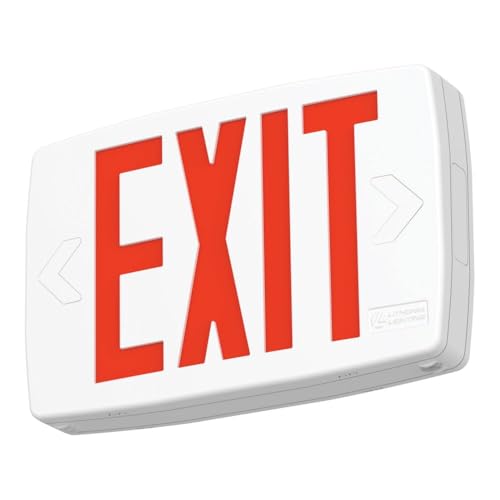 Image of Lithonia Lighting Quantum LED Exit Sign, Dual Sided Emergency Exit Sign, Selectable Red and Green Colors, Pop-Out Chevrons, AC Power with Battery Backup, White (LQM S W RG MVOLT M6)