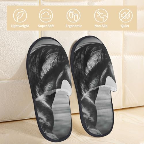Running Horse Print House Slippers For Women And Men,Soft Slippers With Memory Foam,Non-Slip Indoor Home Shoes2