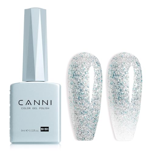 Image of CANNI Glitter Blue Gel Nail Polish, 1Pcs Blue Sparkly Gel Polish Shiny Glitter Color Soak Off U V Nail Manicure Salon DIY at Home