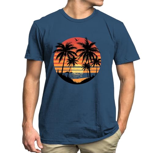 Beach Shirts for Men Beach T Shirt Tropical Vintage Summer Short Sleeve Tee Tops