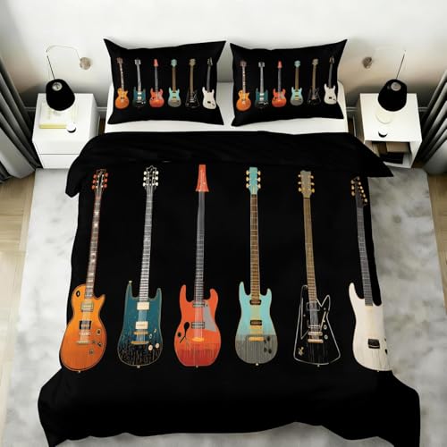 Parure de lit Guitare 240 x 220 cm : ensemble de literie haut de gamme thème musique - 3
