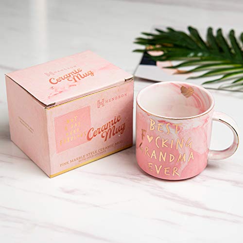 Hendson Grandma Christmas Gifts, Birthday Gifts - Best Grandma Ever - Funny Gift For Nana, New Pregnancy Announcement For Grandparents To Be, Grandmother - Pink Mug, 11.5oz Coffee Cup