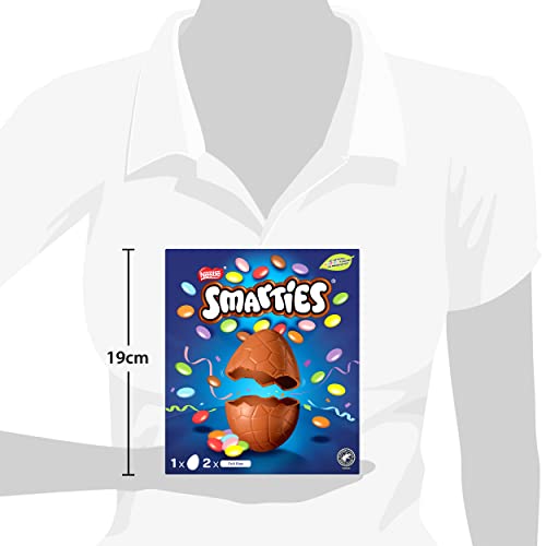 Nestlé Smarties großes Osterei: Milchschokoladenei mit zwei separaten Rollen voller bunter Mini Smarties, 226g – Bild 2