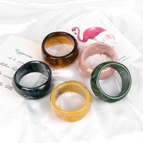 Image of 1Pc Resin Wide Round Bangle Bracelets Minimalist Jewelry for Women Geometric Bohemian Colorful Wrap Bracelet Elegant Round Acrylic Holiady Chunky Thick Bracelet