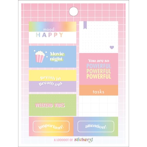 Tilibra - Bloco de Adesivos Decorados Happy Metalizado 12 Folhas, Formato: 100mm x 134mm, 316954