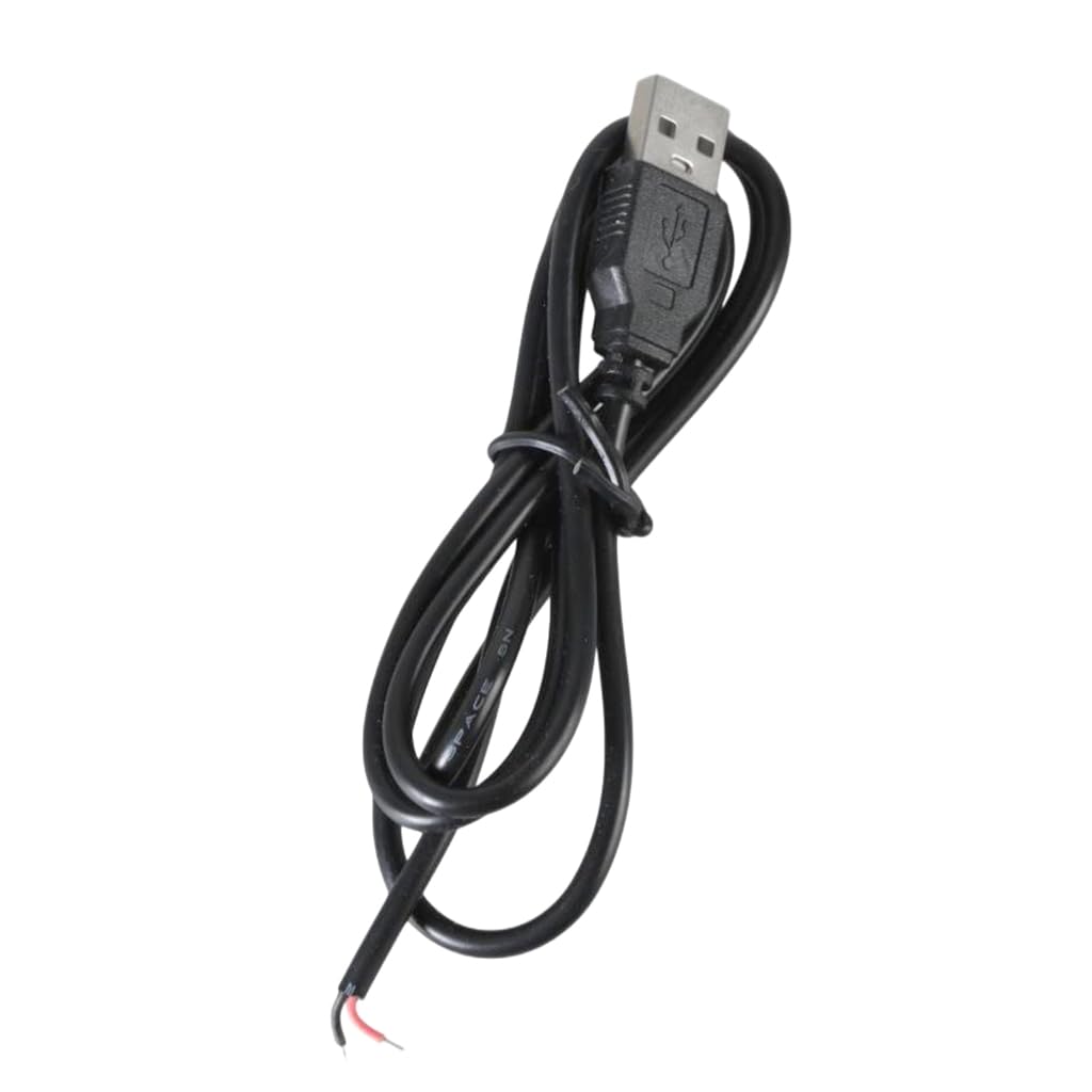 Elnwnnkc USB Male to 2Pin Pigtail Cable Power Cord 22AWG Bare Open End Extension Wire Supports 5V 3A Power