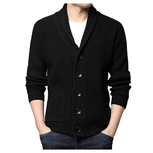 Chaqueta punto hombre ideal para el frío con cuello en V y forro cálido