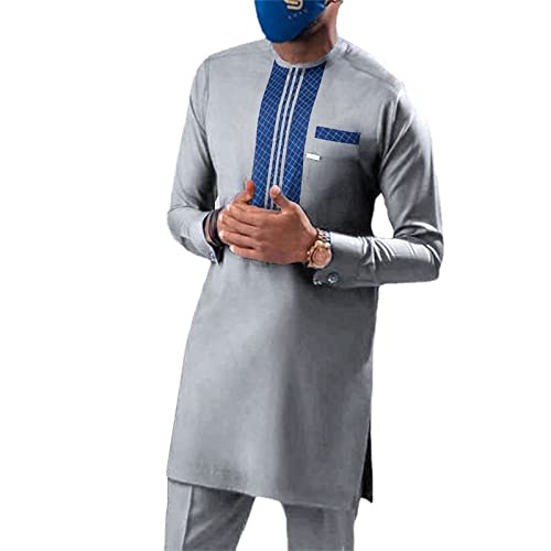 VIVICOLOR Traditional Dashiki Wear Shirt and Pants Outfit Two Piece Attire Set for Wedding - Main Image