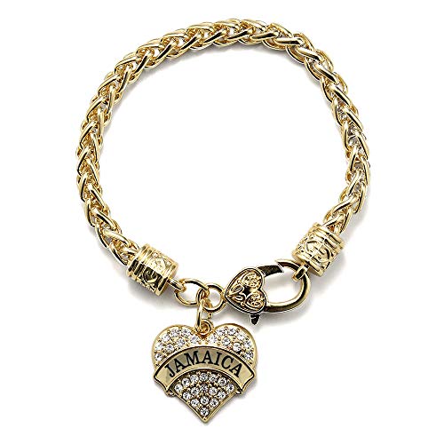 Inspired Silver - Jamaica Braided Bracelet For Women - Gold Pave Heart Charm Bracelet With Cubic Zirconia Jewelry #TOP16