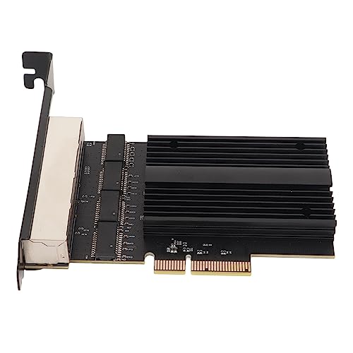 GOWENIC 2.5Gbps High Speed PCIE Network Card for Gaming Office, 4 Port RJ45 Gigabit Ethernet Card 10/100/1000/25000 Mbps with Aluminum Alloy Heat Dissipation