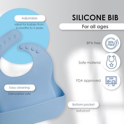 Bluet B - Set of 3 Waterproof Silicone Baby Bibs - BPA Free Silicone Baby Bib - Flexible and Soft2