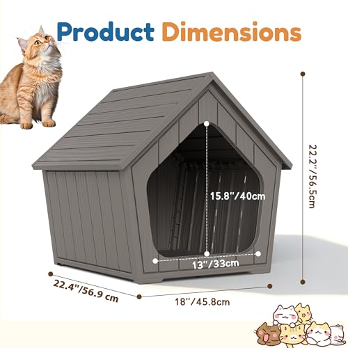 Image of Cat Litter Box Enclosure, Hidden Covered Litter Box Furniture with Air Holes, Resin Outdoor Cat House Weatherproof, Wide Opening Design for Easy Cleaning, Grey