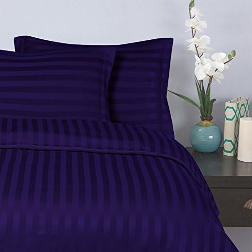 Elegant Comfort 1500 Thread Count -Damask Stripes- Egyptian Quality Luxury Silky Soft Wrinkle & Fade Resistant 3-Piece Duvet Cover Set, Full/Queen, Purple