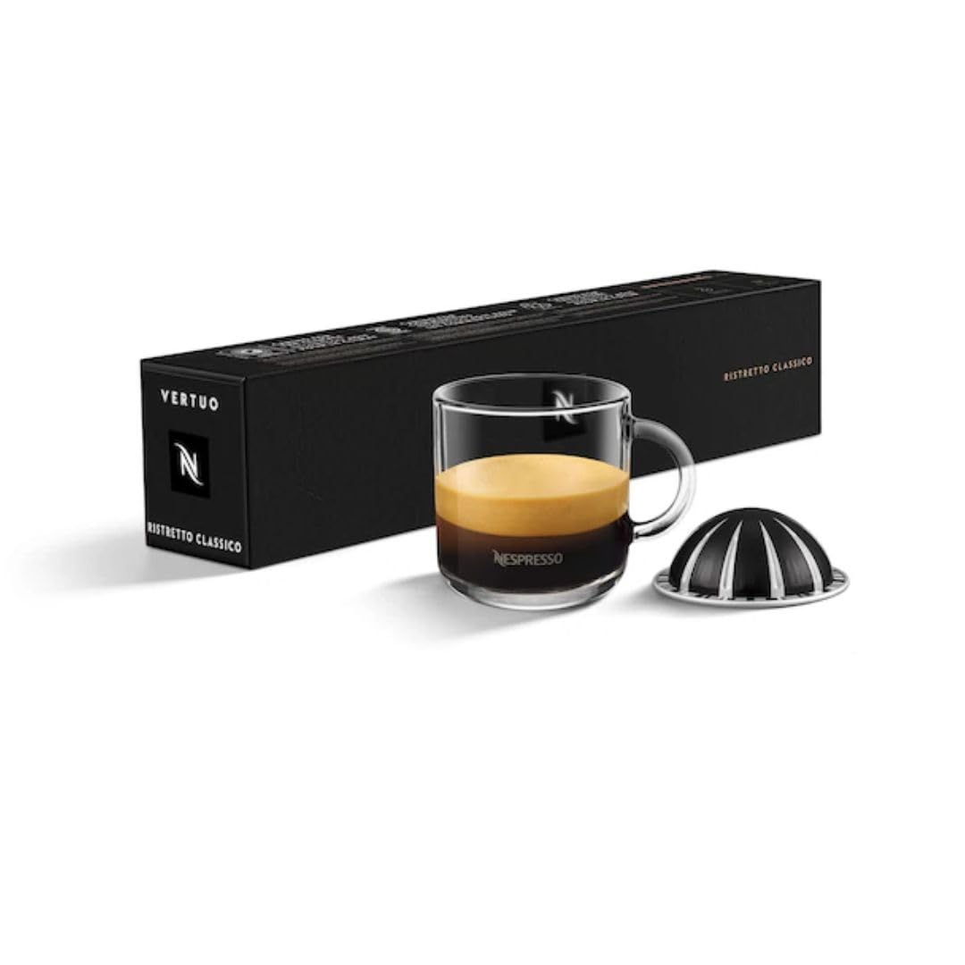 VertuoLine Ristretto Classico Roasted Ground Coffee Capsules, Intensity 9, Compatible with VertuoLine Machine only, 10 Capsules in 1 Sleeve