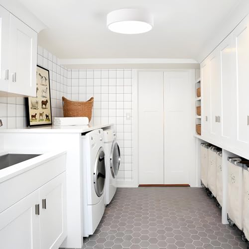 Image of 2-Light Modern White Flush Mount Ceiling Light 11.8 Inch