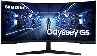 SAMSUNG 34-Inch Odyssey G5 Ultra-Wide Gaming Monitor with 1000R Curved Screen, 165Hz, 1ms, FreeSync Premium, WQHD (LC34G55TWWNXZA, 2020 Model), Black