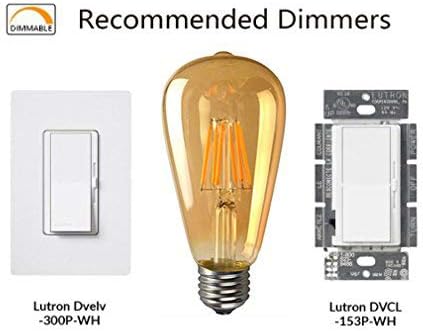 Dimmable LED Edison Bulb 10W 2700K Warm White, LED Filament Bulb, 900LM 100W Incandescent Equivalent Vintage ST64/ST21, E26 Medium Base, 3 Pack (Amber)