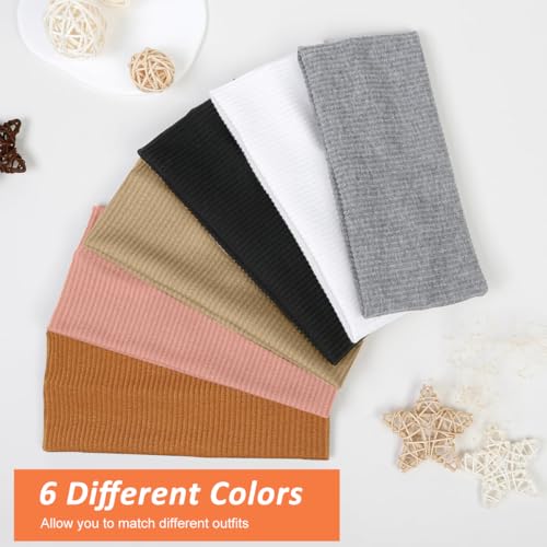 Image of MAYCREATE Hair Bands for Women 6-Color Stretchy Knit Headband Hairband for Woman Wide Non Slip Ladies Head Bands for Daily Yoga Workout Running Gym