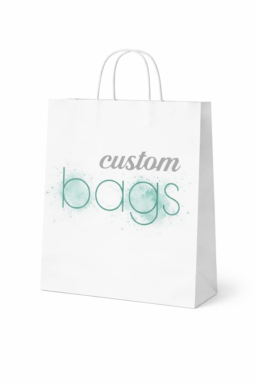 Bolsas de Papel Blanco Personalizadas 18x24 cm con Asa Rizada – Impresión CMYK a Color – Entrega 24/48h – Resistentes para Tiendas, Eventos y Regalos – Pack 50 y 100 (150)