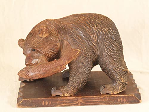 昭和レトロ八雲白老記念木彫り熊26ｃｍ北海道彫刻家アイヌ工芸日本北海道キムンカムイ木彫り彫刻伝統工芸縁起物志 303のサムネイル