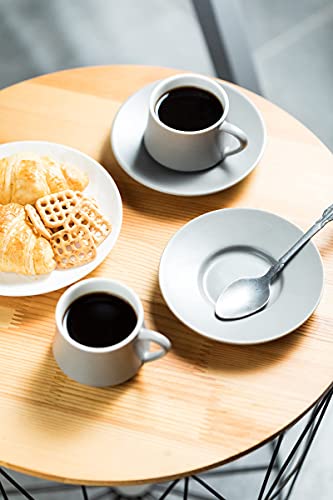 Yhosseun Espresso Cups With Saucers Set 4 Oz Porcelain Espresso Coffee Cup And Metal Stand For Cappuccino, Latte, Cafe Mocha And Tea, Set Of 6, Gray #TOP7