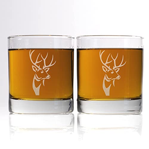 Deer Hunting Accessories for Men, Scotch Glasses Set, Bourbon Glasses