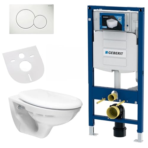 Belvit Hänge WC Set Weiß spülrandlos mit Softclose Sitz, Geberit UP100, Schallschutz und Betätigungsplatte