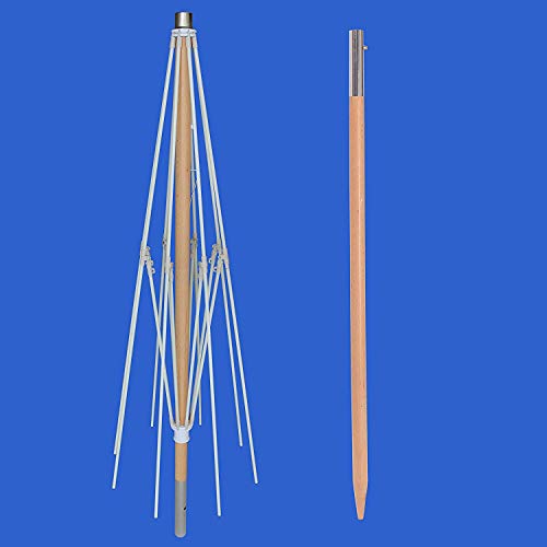 AMMSUN 7.5ft Fiberglass Ribs Commercial Grade Patio Beach Umbrella with Air- Vent Ash Wood Pole & Carry Bag Teal/White - Thumbnail 4
