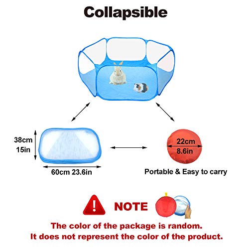 Small-Animals-CC-Cage-Tent-Breathable-Transparent-Pet-Playpen-Pop-Open-OutdoorIndoor-Exercise-Fence-Portable-Yard-Fence-for-Guinea-Pig-Rabbits-Hamster-Chinchillas-and-Hedgehogs-Blue