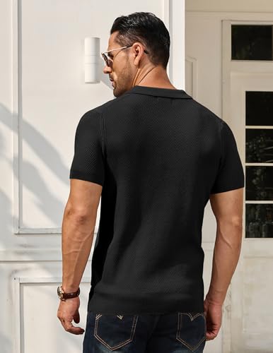 COOFANDY Men's Knit Polo Shirts Short Sleeve Textured Golf Shirt Fashion Casual Collared Pullover T-Shirts2