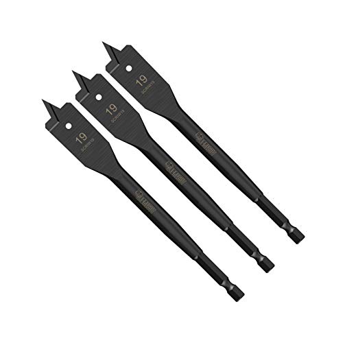 3 x SabreCut SCRIW19_3 19mm x 152mm Impact Rated Flat Wood Spade Bits Compatible with Bosch Dewalt Makita Milwaukee and Many Others