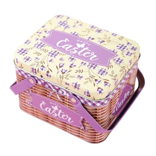 Canastas de Pascua, con tapa y asa, almacenamiento de caramelos, contenedores de almacenamiento de caramelos, para dulces de citas, chocolates, navideñas, rellenos de calcetines