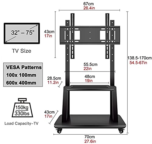 Soporte móvil para TV con ruedas y almacenamiento miniatura 4