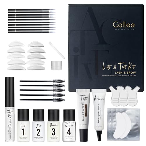 Lash Lift Kit 4 in 1 Brow Lamination Kit, Professional Eyelash Perm Kit for Beginner Salon Quality at Home with Long-Lasting Natural Brown Color