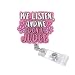 Funny and Cute Badge Reel - We Listen and We Don't Judge Design, Durable Retractable ID Holder for Nurses, Therapists, Counselors, Ideal for Healthcare Workers