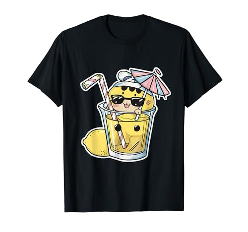 Adorable limonada Kawaii con gafas de sol para niños y niñas Camiseta